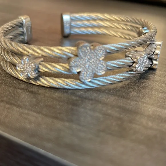 🌻HP🌻Bangle Bracelet. Labeled 925 (Sterling) & Steel. Great style & comfortable - Picture 4 of 6